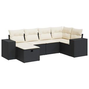 vidaXL 6 Piece Garden Sofa Set with Cushions Black Poly Rattan