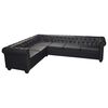 vidaXL Chesterfield Corner Sofa 6-Seater Black Faux Leather