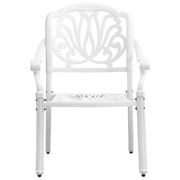 vidaXL 3 Piece Bistro Set White Cast Aluminium