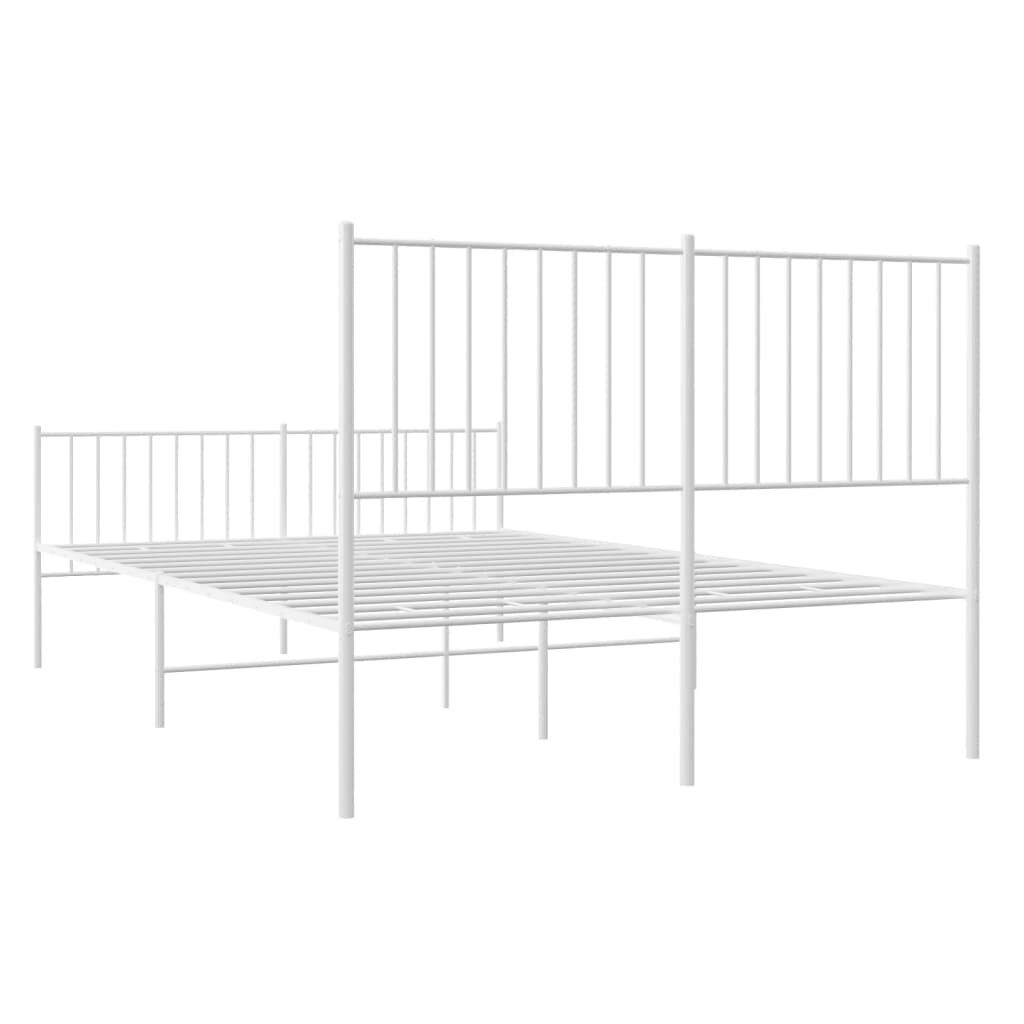 vidaXL Metal Bed Frame without Mattress with Footboard White 135x190cm
