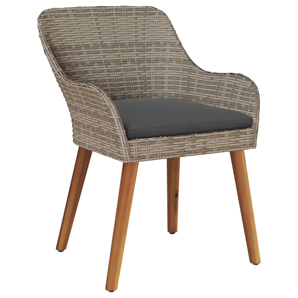 vidaXL Garden Chairs with Cushions 2 pcs Black Poly Rattan