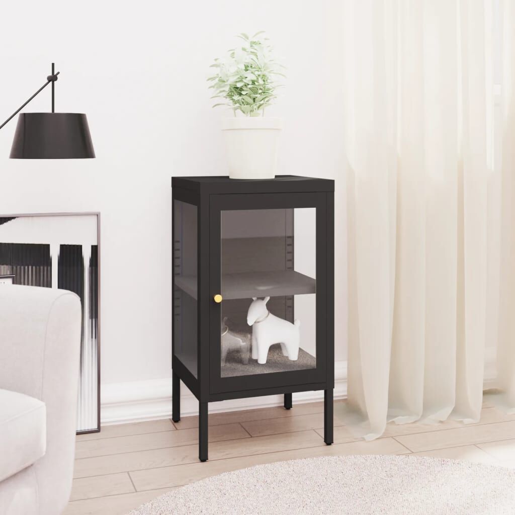 vidaXL Sideboard Black 38x35x70 cm Steel and Glass