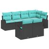 vidaXL Garden Sofa Set 7 pcs Black and turquoise Poly Rattan