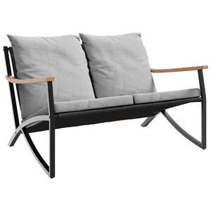 vidaXL Garden Bench with Cushions 120 cm Black Steel