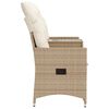 vidaXL Reclining Garden Sofa 2-Seater with Table Beige Poly Rattan