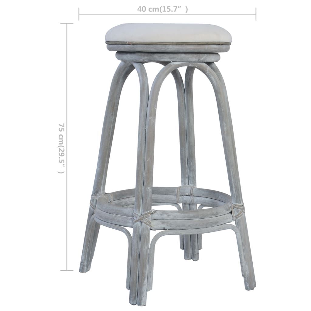 vidaXL Bar Stools 2 pcs Grey Rattan