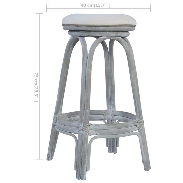 vidaXL Bar Stools 2 pcs Grey Rattan