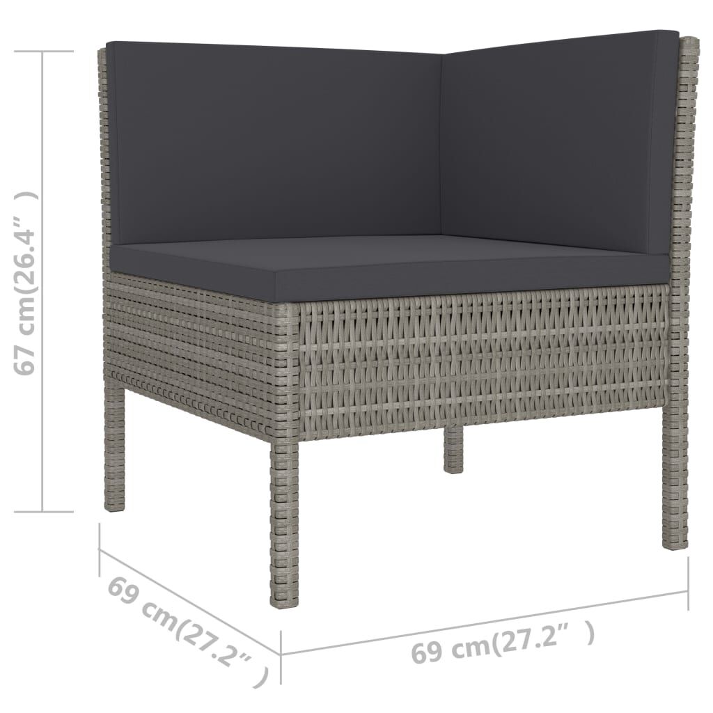 vidaXL 6 Piece Garden Lounge Set with Cushions Poly Rattan Grey