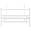vidaXL Metal Bed Frame without Mattress with Footboard&nbsp;White 100x200cm