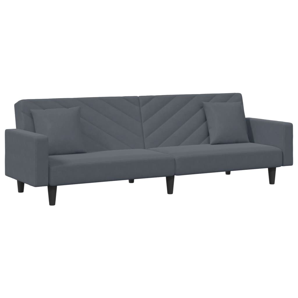 vidaXL 2 Piece Sofa Set with Pillows Dark Grey Velvet