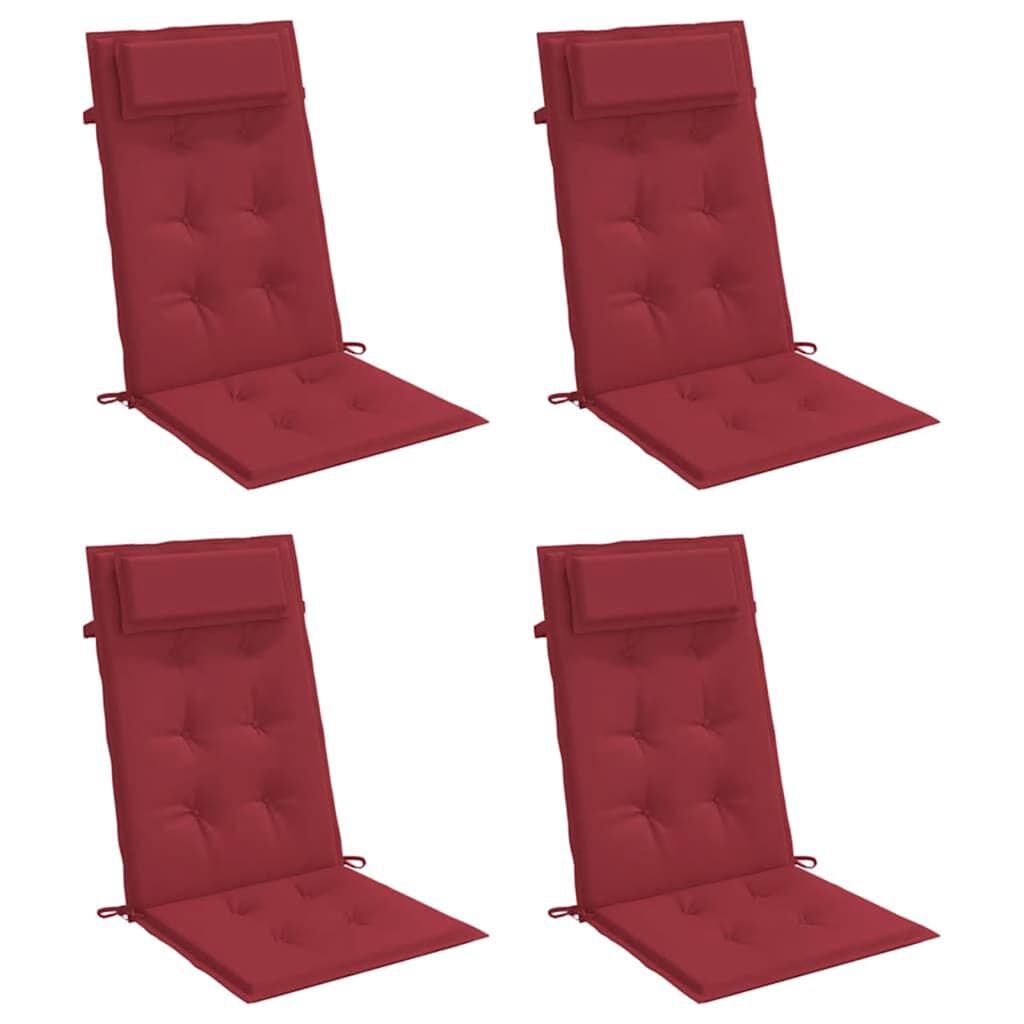 vidaXL Highback Chair Cushions 4 pcs Wine Red Oxford Fabric