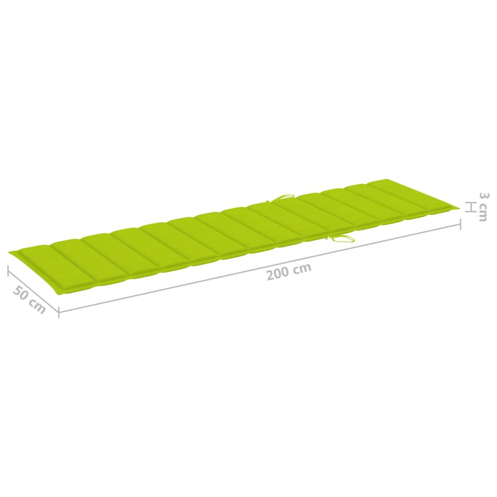 vidaXL Sun Lounger with Bright Green Cushion Solid Teak Wood