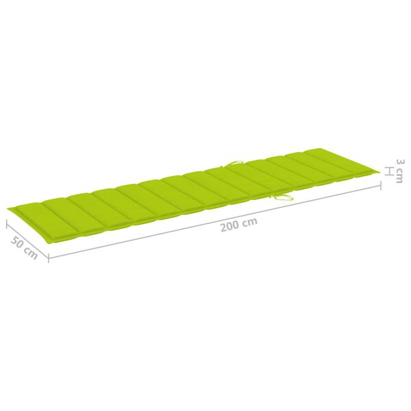vidaXL Sun Lounger with Bright Green Cushion Solid Teak Wood