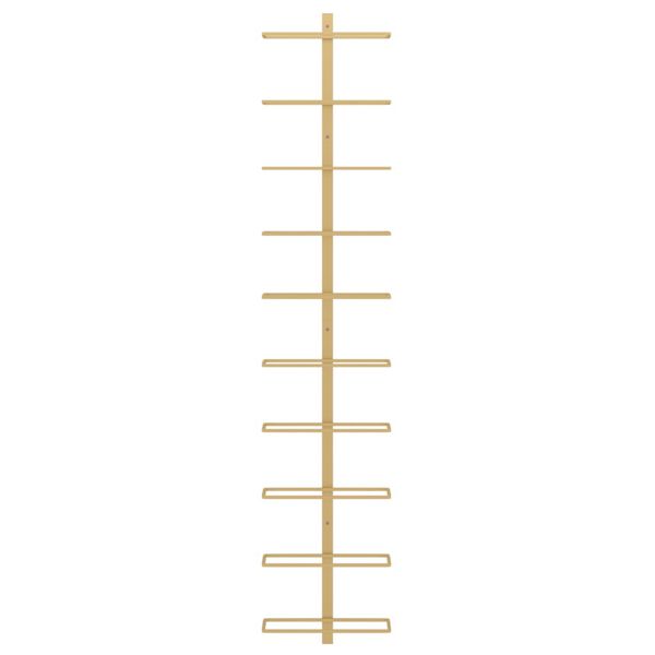 vidaXL Wall-mounted Wine Rack for 10 Bottles Gold Metal