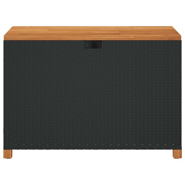 vidaXL Garden Storage Box Black 110x55x63 cm Poly Rattan Acacia Wood