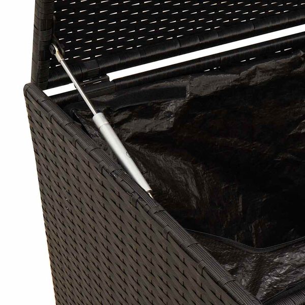 vidaXL Garden Storage Box with Wheels Black 190L Poly Rattan
