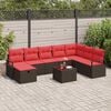 vidaXL Garden Sofa Set with Cushion 9 pcs Brown Poly rattan