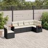 vidaXL 6 Piece Garden Sofa Set with Cushions Black Poly Rattan
