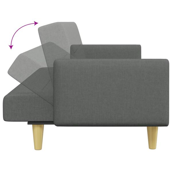 vidaXL 2-Seater Sofa Bed with Footstool Dark Grey Fabric