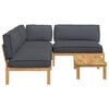vidaXL Sofa Set with Cushion Plain 4 pcs Anthracite Solid Acacia Wood