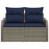 vidaXL Garden Sofa with Cushion Grey 121 x 62 x 69cm Poly Rattan