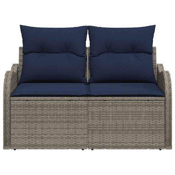vidaXL Garden Sofa with Cushion Grey 121 x 62 x 69cm Poly Rattan