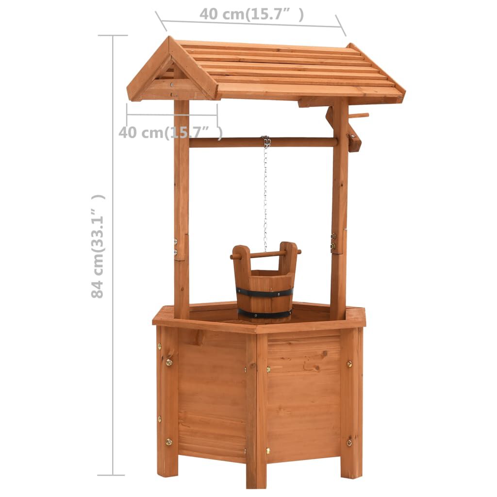 vidaXL Garden Wishing Well Planter 40x40x84 cm Firwood