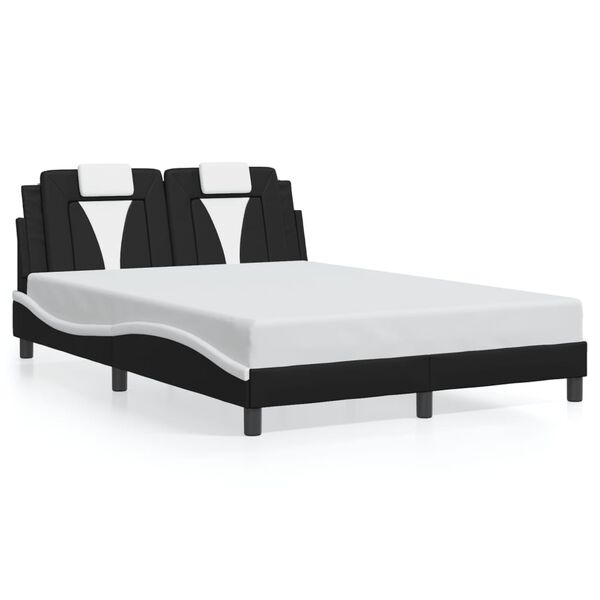vidaXL Bed Frame "Viana" without Mattress Black and White 137x190 cm Double Faux Leather
