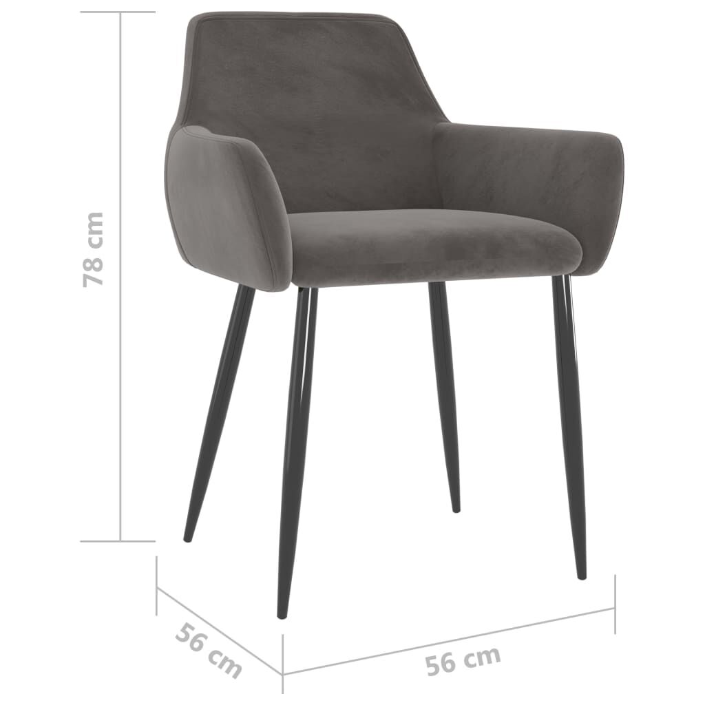 vidaXL Dining Chairs 2 pcs Dark Grey Velvet