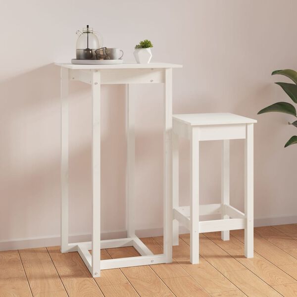 vidaXL Bar Table White 60x60x110 cm Solid Wood Pine