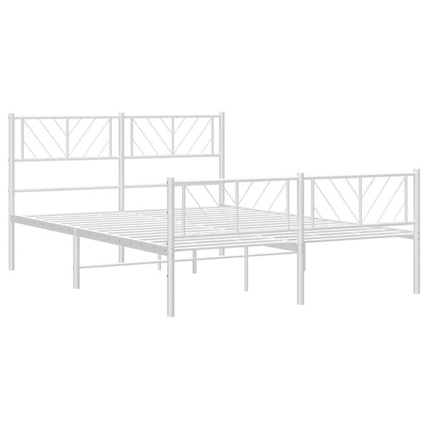 vidaXL Metal Bed Frame without Mattress with Footboard White 150x200cm