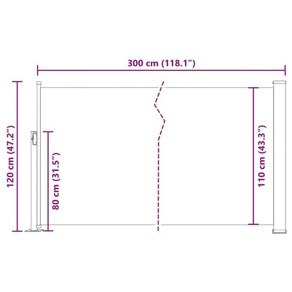 vidaXL Retractable Side Awning 120 x 300 cm Brown
