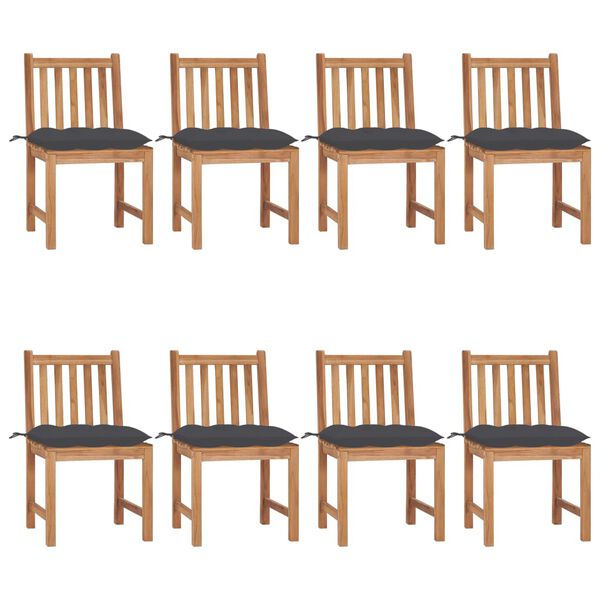 vidaXL Garden Chairs 8 pcs with Cushions Solid Teak Wood