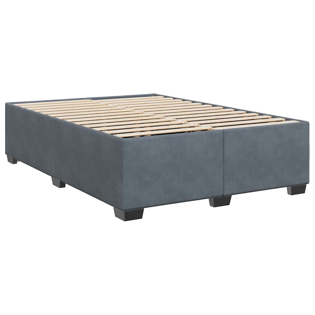 vidaXL Box Spring Bed with Mattress Dark Grey Queen Velvet