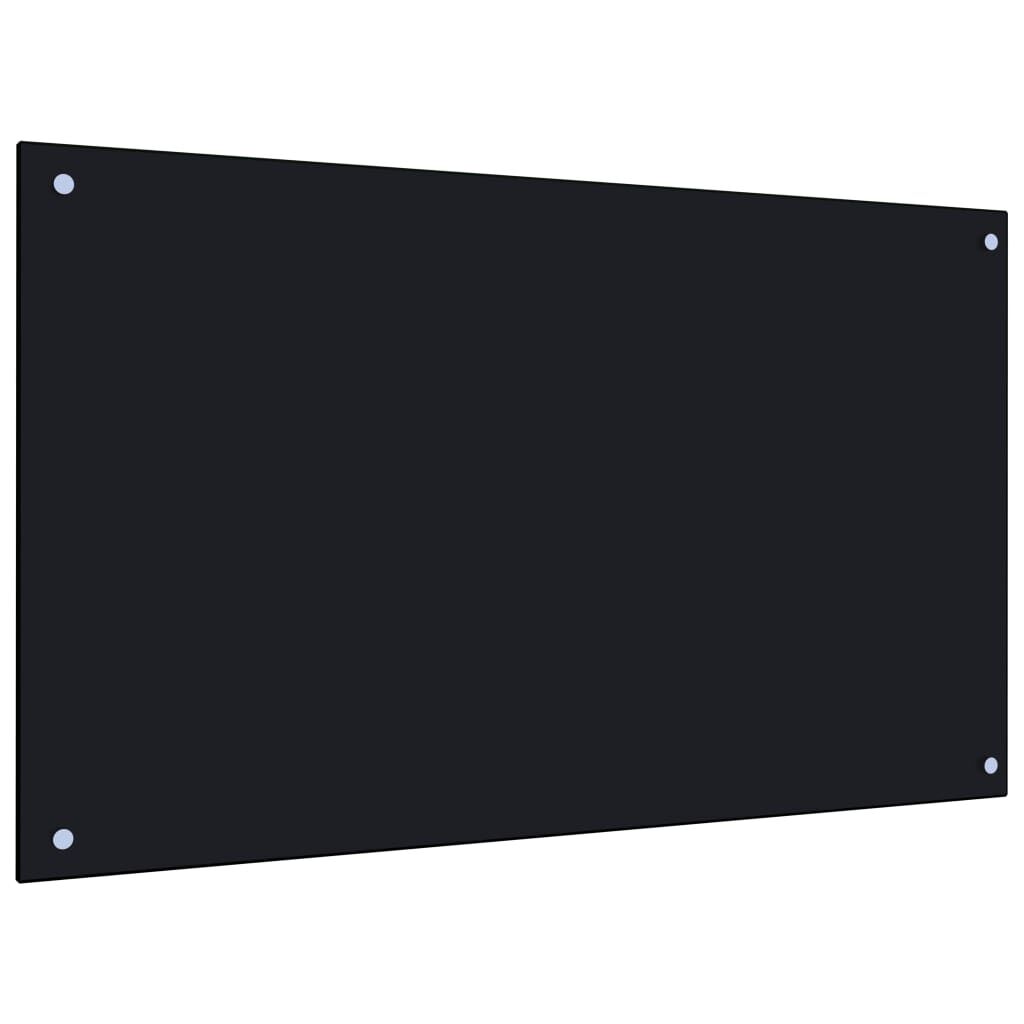 vidaXL Kitchen Backsplash Black 100 x 60 cm Tempered Glass