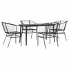 vidaXL 5 Piece Garden Dining Set Black Poly Rattan Glass