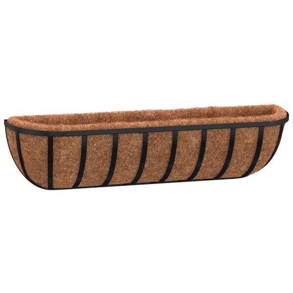 vidaXL Wall Troughs 2 pcs with Coco Liners Black 61x19x16 cm Steel