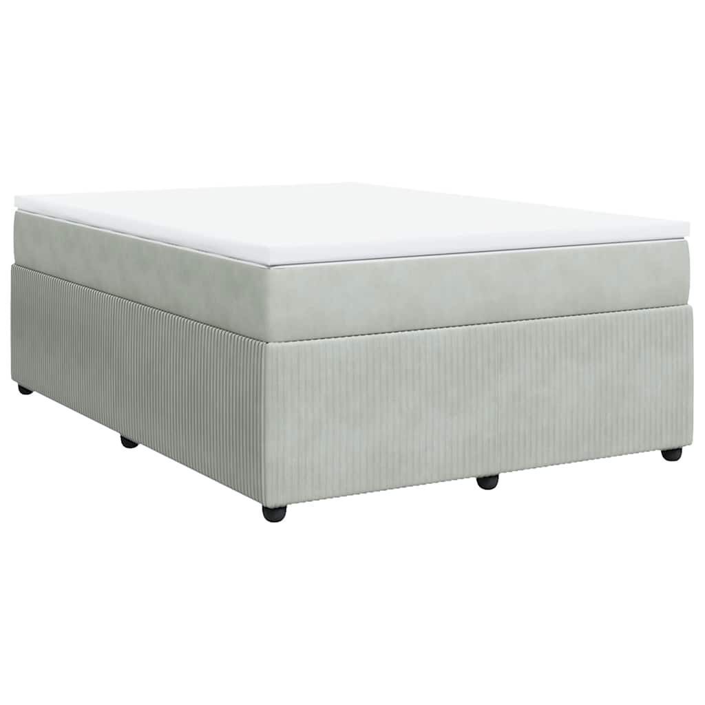 vidaXL Box Spring Bed with Mattress Light Grey Full Velvet