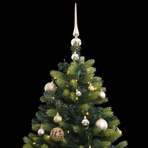 vidaXL Artificial Hinged Christmas Tree 150 LEDs & Ball Set 150 cm