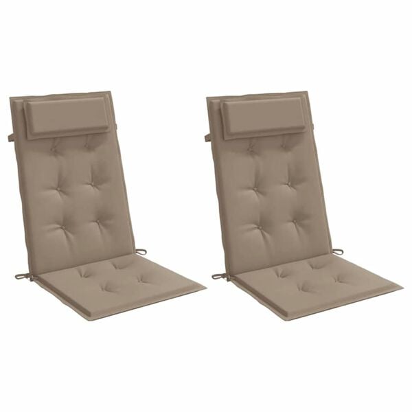 vidaXL Highback Chair Cushions 2 pcs Taupe Oxford Fabric