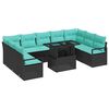 vidaXL Garden Sofa Set with Cushion 10 pcs Black Poly rattan