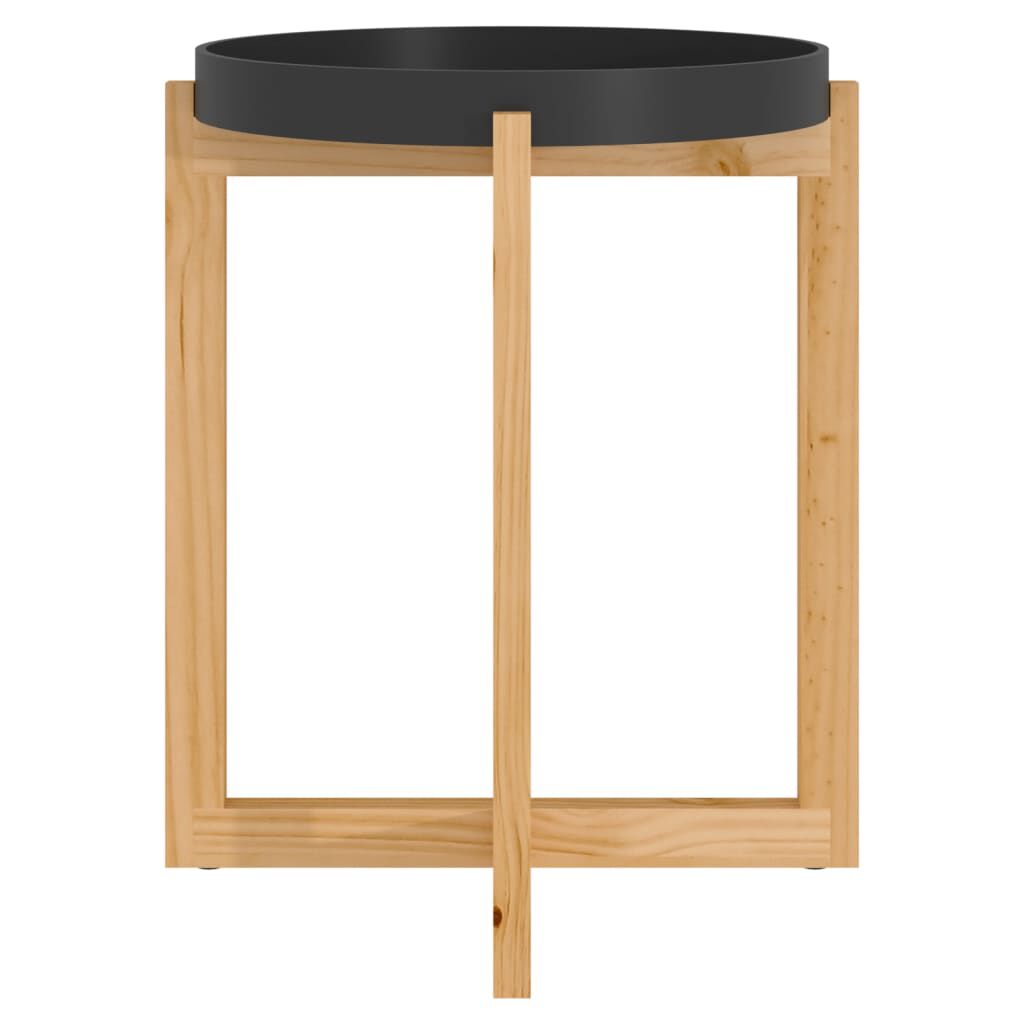 vidaXL Coffee Table Black 41x41x48.5cm Engineered Wood&Solid Wood Pine