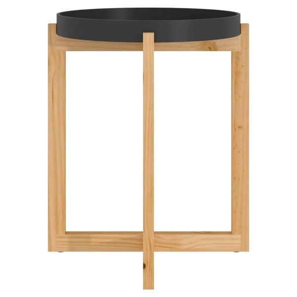 vidaXL Coffee Table Black 41x41x48.5cm Engineered Wood&Solid Wood Pine