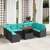 vidaXL Garden Sofa Set with Storage 10 pcs Black Poly rattan