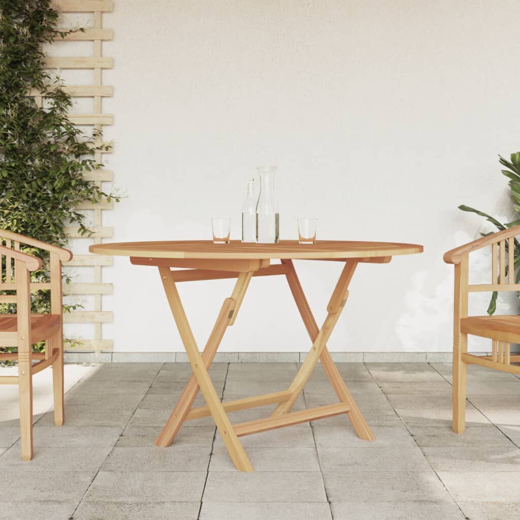 vidaXL Folding Garden Table Ø 110x75 cm Solid Wood Teak