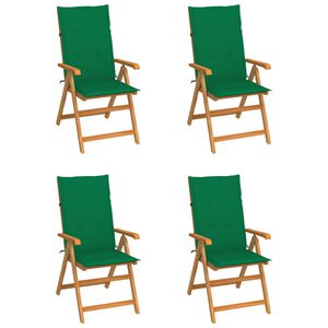 vidaXL Garden Chairs 4 pcs with Green Cushions Solid Teak Wood