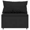 vidaXL Garden Middle Sofas with Cushions 2 pcs Black Poly Rattan