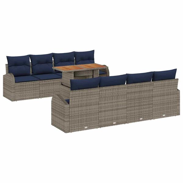vidaXL Garden Sofa Set 7 pcs Grey and navy blue 100 x 55 x 73 cm