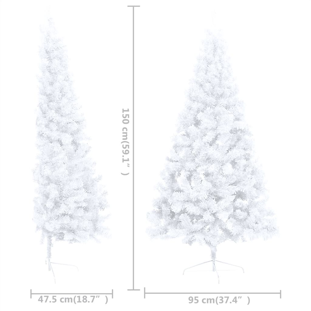 vidaXL Artificial Half Pre-lit Christmas Tree with Ball Set White 150 cm