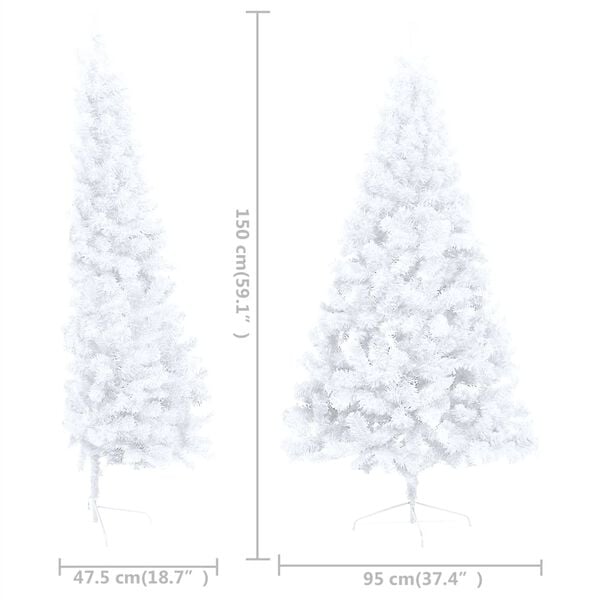 vidaXL Artificial Half Pre-lit Christmas Tree with Ball Set White 150 cm